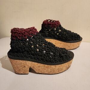 ARIELLE DE PINTO x LVMM Collab Woven Platforms Cork Sandals Size 38/7 Artsy Shoe
